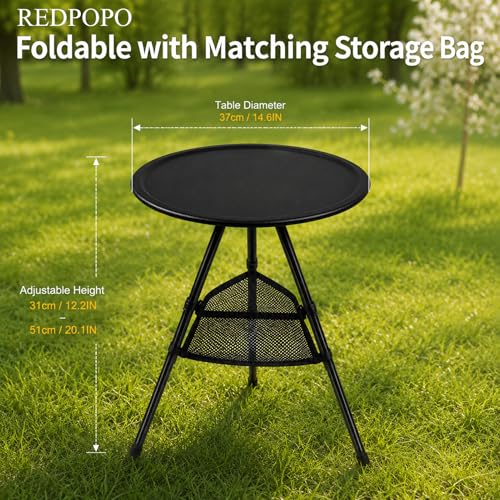 Mesa de Camping Plegable Redpopo Negra Redonda 14x14x20 pulgadas miniatura 2