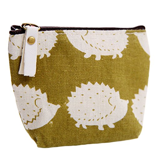 Hacoly Igel Muster Münzen Beutel Damen Leinwand Tasche Geldbeutel Mini Portemonnaie Süß Zipper kleine Geldbörse Einfach Modisch Karikatur Wallet Card Case Geldtasche frische Art Tasche Geldbeutel Cover