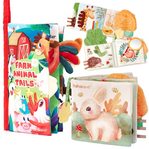 Image of hahaland Baby Books 0-6 Months,Infant Tummy Time Toy High Contrast Sensory Baby Toys 6 to 12 Months Touch Feel Book Gift Christmas Stocking Stuffers for Boy Girl 0-3 Months Book Early Learning Toy