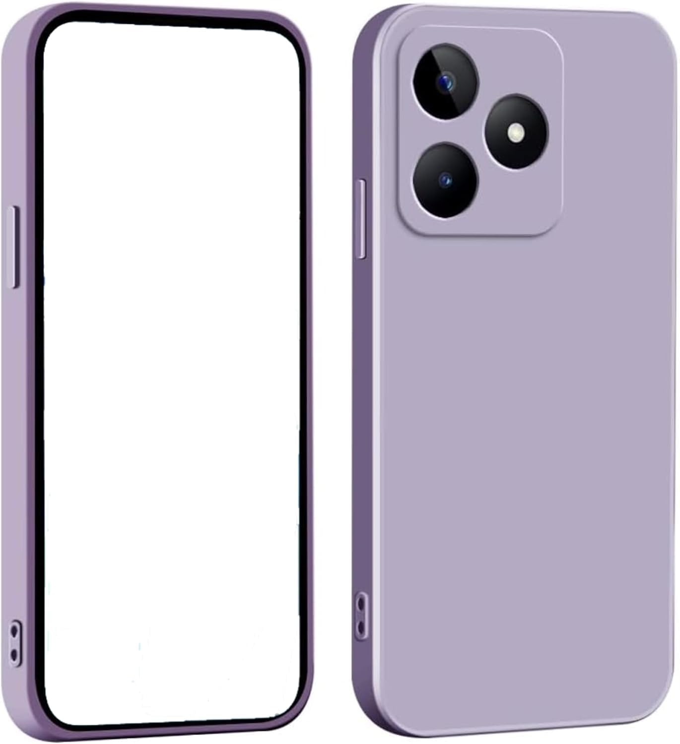 AQGG Custodia + Vetro Temperato per Realme C53 (6.74) Cover Case Black TPU Morbido Silicone Bumper -Protezioni per Lo Schermo -Pila di Fiori