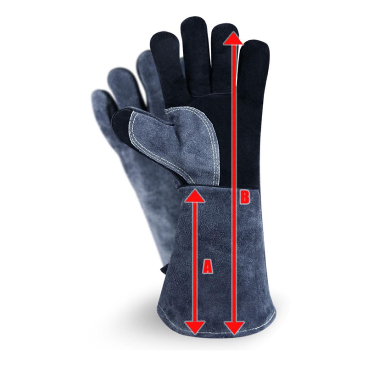 Hitzebeständige Grillhandschuhe 1 Paar aus Leder, Schwarz