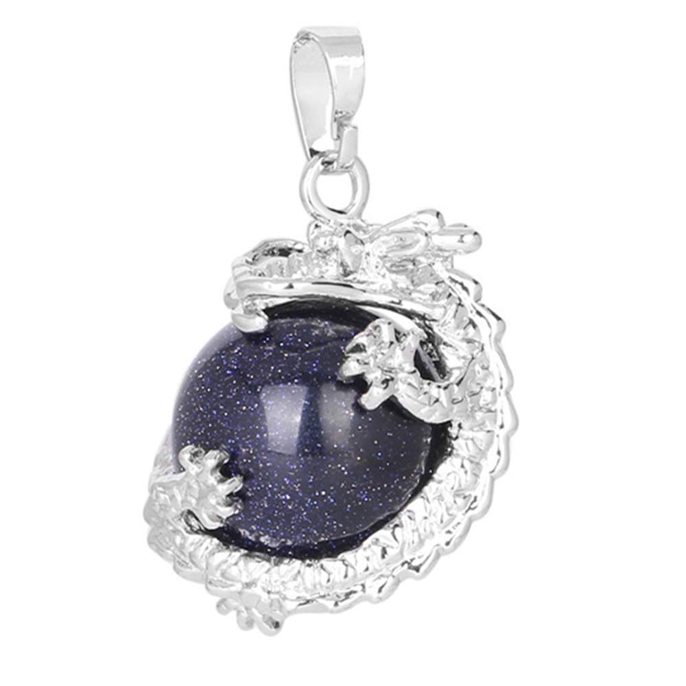 ARABAWomen Necklace Dragon Shape Chakras Crystals Healing Stone Pendant 3.6X2.1CM,Colour:White Turquoise (Color : Blue Sandstone)