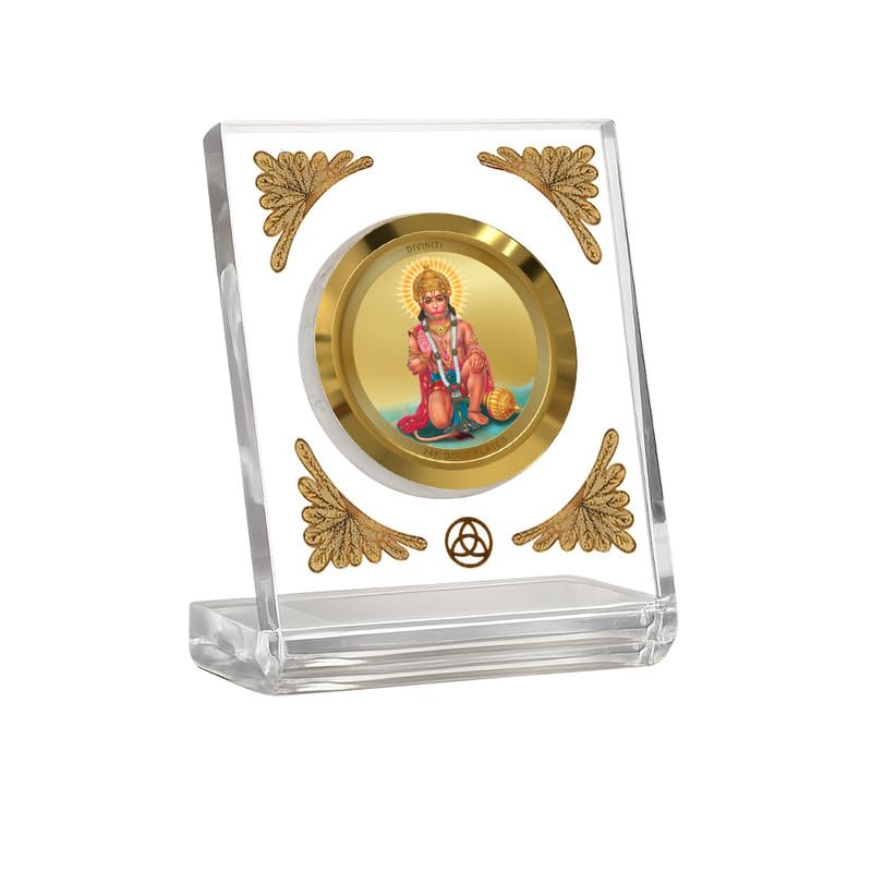 Image of DIVINITI 24K Gold Plated Religious Car Dashboard Frame | Premium God Idol Frame for Car, Home Mandir & Office Table | Spiritual Gift, Decorative Showpiece