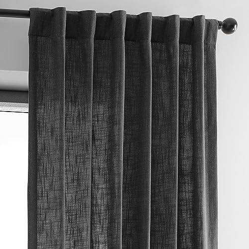 Image of HPD Half Price Drapes Heavy Faux Linen Light Filtering Curtains for Bedroom 96 Inches Long (1 Panel) - Rod Pocket Curtains for Living Room - Window Curtains Home Decor - 50 X 96, Slate Grey