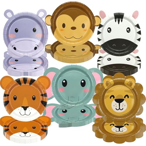 Dschungeltier-Pappteller, 60 Stück,...
