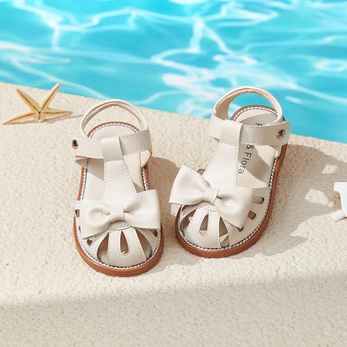 Image of Felix & Flora Toddler Girls Sandals Soft Rubber Princess Flat Shoes Flower Girl Shoes