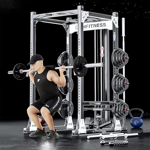 Image of X10 Power Cage with Optional LAT PullDown /Cable Crossover /Smith Machine System, 4000LB Squat Rack for Home & Garage Gym, with Weight Storage Rack and More Training Attachments