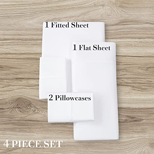 Shilucheng 100% Cotton Queen Size Sheets Set - 1000 Thread Count，Luxury Egyptian Cotton Bed Sheets，Breathable & Smooth Hotel Sheets, 16 Inch Deep Pocket - 4 Piece (Queen, White) #TOP4