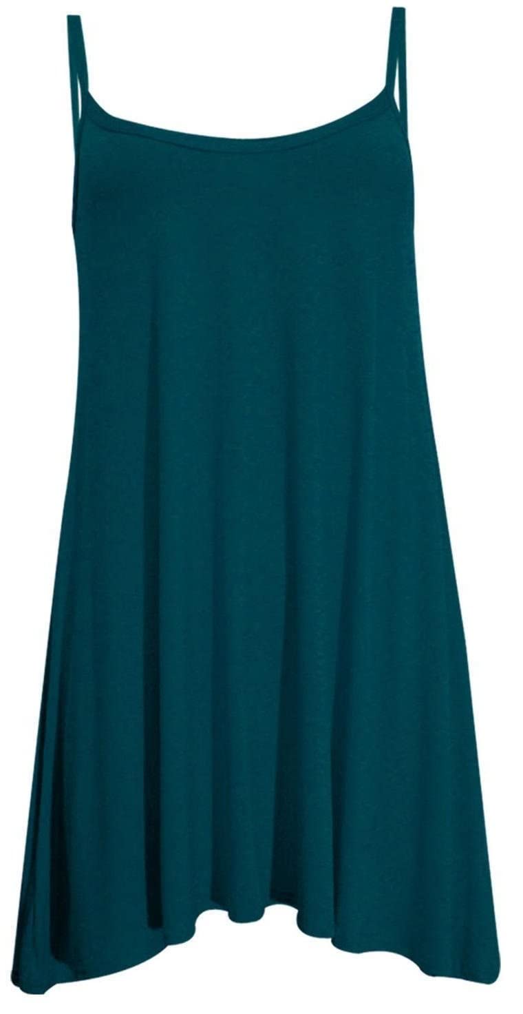 Crazy Girls Girls Teal Plain Crazy Womens Plain Cami Strappy Sleeveless Flippy Flared Mini Swing Dress (Xl, )