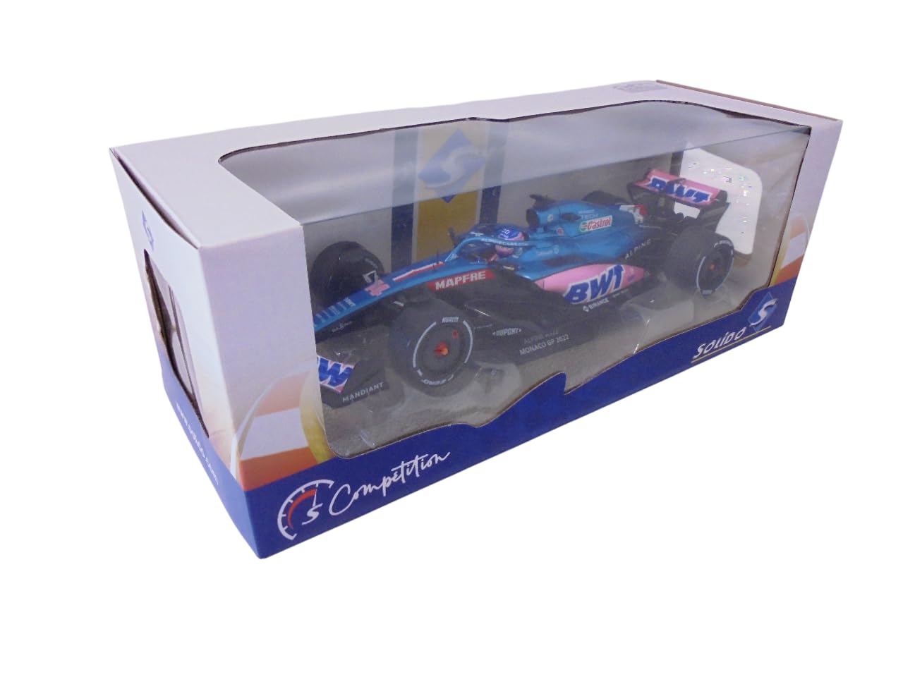 OPO 10 - Coche en Miniatura de Fórmula 1 Compatible con Alpine F1 Team A522 Fernando Alonso GP de Mónaco 2022-1:18 Solido - 1808803