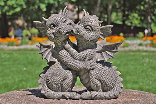 MC Gartenfigur Gartendrache - Modell Liebespaar - Fantasy Figur Deko Drache Garten