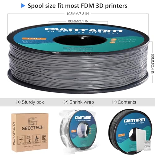 Image of GIANTARM Grey TPU Filament 1.75 mm for Flexible 3D Printers 1 kg