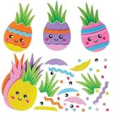 Baker Ross WA141 Easter Egg Grass Heads Magnet Kits - Pack of 8, Fun Foam Craft Kits for Easter Magnets