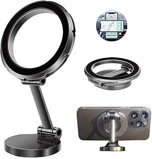 Suporte Magnético Premium para Carro Celular Mag Safe – Ímã Super Forte, Giratório 360°, Dobrável, Fixação Adesiva Ultra Forte no Painel – Compatível com iPhone e Android