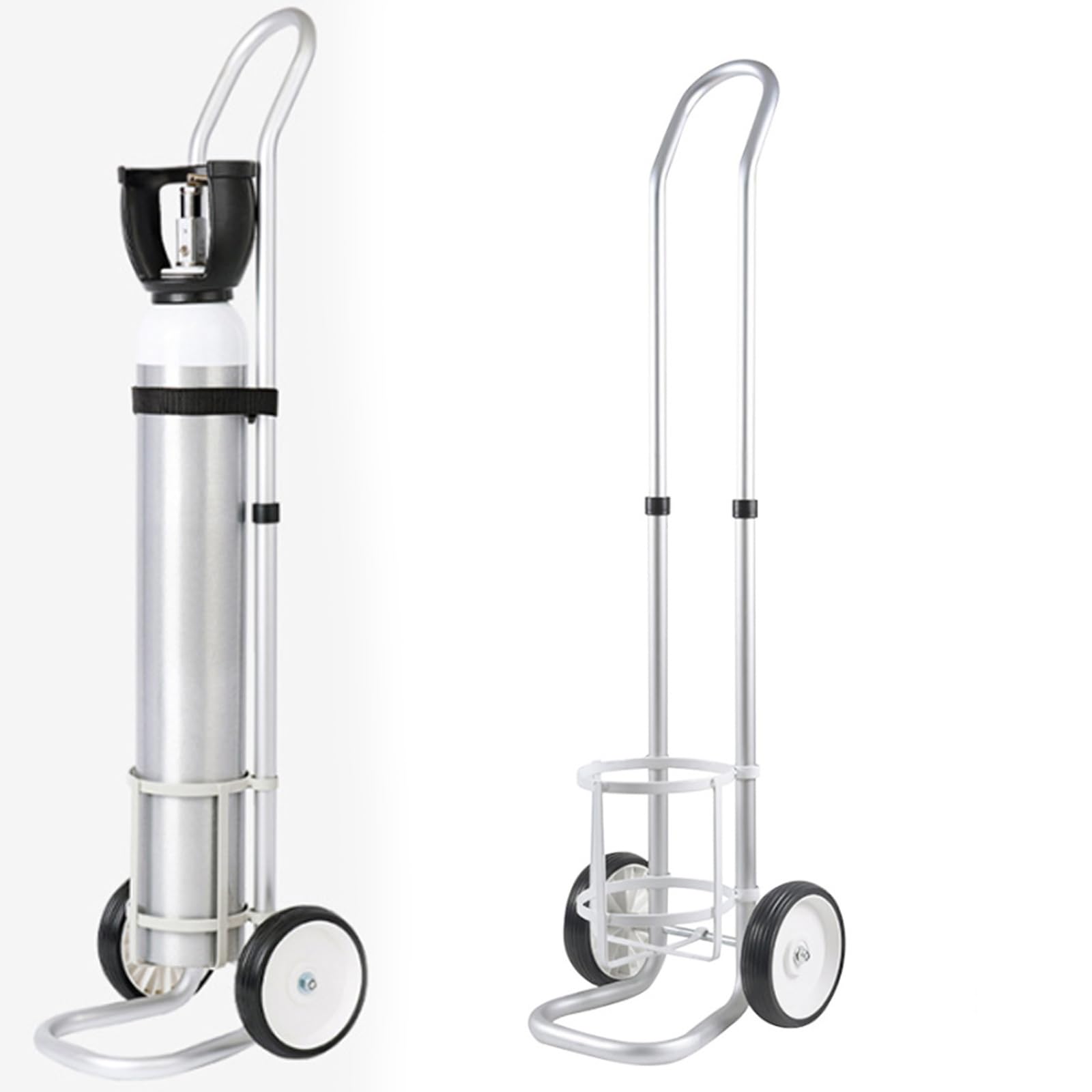 Carrello portatile del cilindro dell'ossigeno con lega di alluminio spessa, sollevabile e abbassabile, per uso domestico di ossigenoterapia