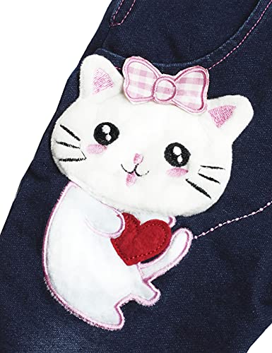 Image of Kidscool Space Baby Toddler Girls Soft Knitted Cotton Denim Cute Cartoon Overalls