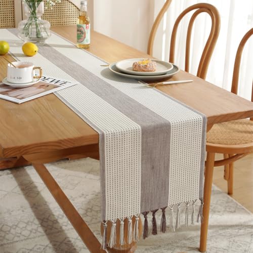 Chemin de Table Style Nordique Gris pour Protéger et Sublimer la Table