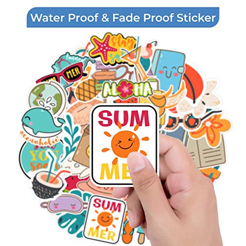 Image of FlyBuyHub Beach Aesthetic Vinyl Journal Stickers for Phone Case, Laptop, Notebook, Dairy, Water Bottle, Etc Self-Adhesive Stickers Set of 50 Glossy and Waterproof Stickers (Beach)