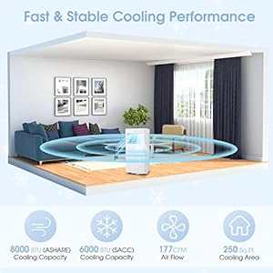 Costway portable air conditioner 8000 btu 3 in 1 personal ac unit with built in dehumidifier fan mode sleep mode 24h timer remote control cools up to 250 sq ft for bedroom  urban country home decor