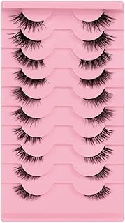 TBeautfave Half Lashes, Russian Strip Lashes, Corner False Eyelashes Cat Eye Lashes Natural Look, Handmade Russian Lashes Reusable Mink Light Volume Fluffy Lashes, 10 Pairs Pack