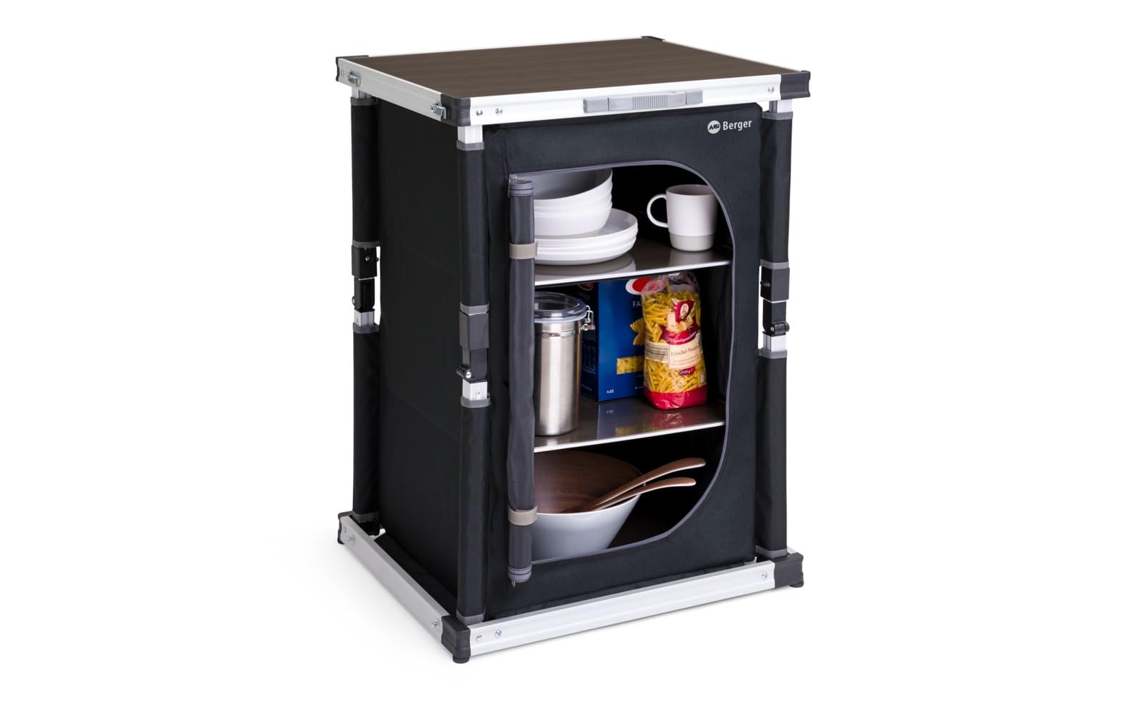 Kofferbox faltbar für Camping & Outdoor – Stabile Aluminium-Aufbewahrungsbox mit 3 Fächern, Tragetasche inkl., Belastbar bis 30 kg, Leichte Camping Aufbewahrungslösung für Reisen und Garten