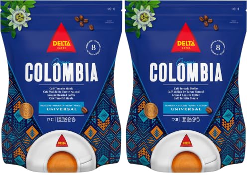 Delta Cafés Bio Origen Colombia - Café Molido Certificado - Notas Suaves y Aterciopeladas con Leves Matices Cítricos - 220 g (Paquete de 2)