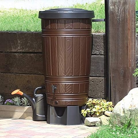 Regenwassertonne Regentonne Regenbehälter Regentank Amphore 265L 2 Farben Wasserhahn wählbar Cover