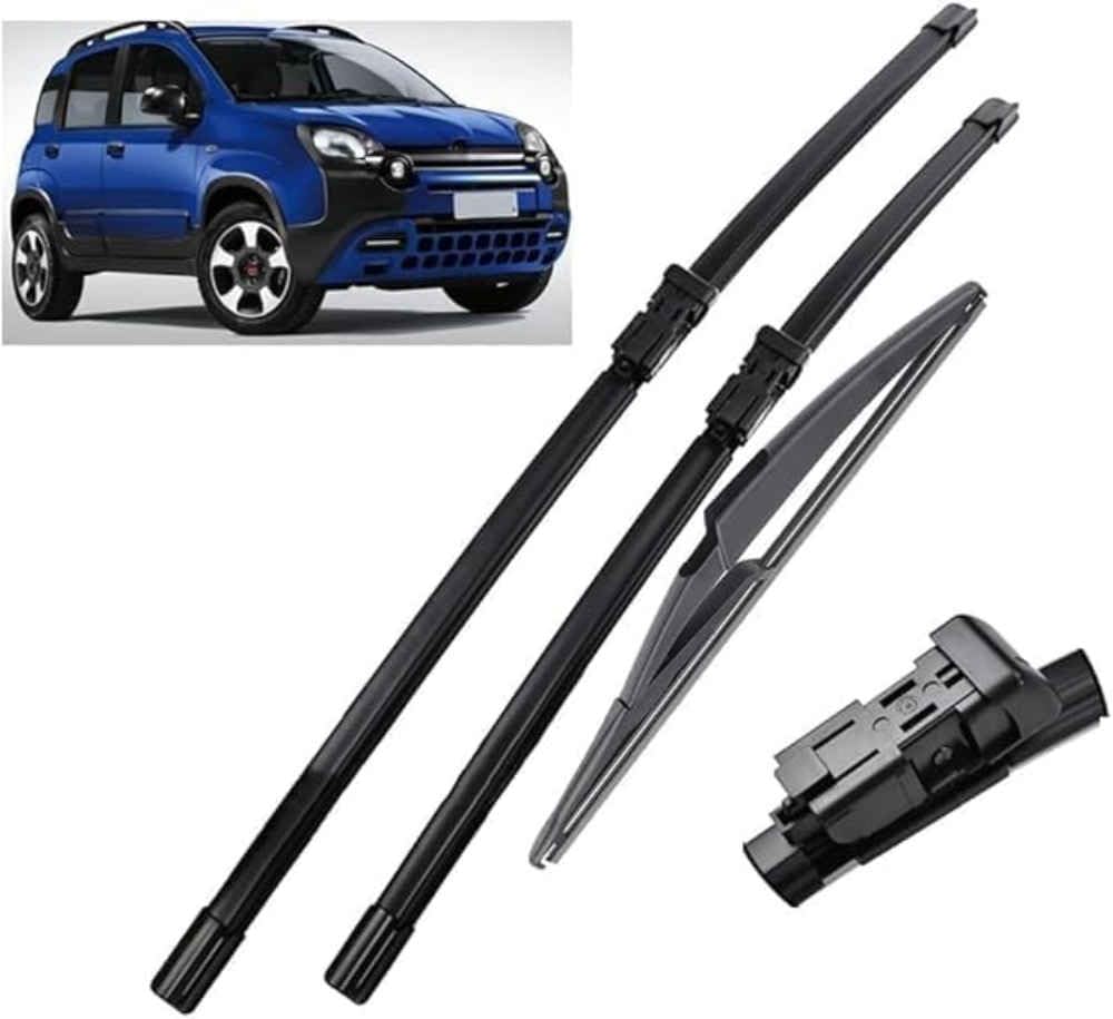 NYSLDSCO Premium Exact Fit Windscreen Wiper Blades for Fiat Panda MK3 2012-2022 2023 24 + 15 + 12 inches Durable Natural Rubber Easy Fit for a Quiet and Streak Free Wipe