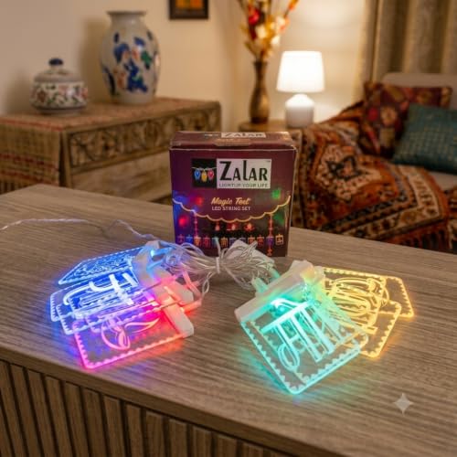 Image of ZALAR Magic Text Light Ganpati Bappa Morya Multi LED String Light with 12LED for Indoor Festive Decoration