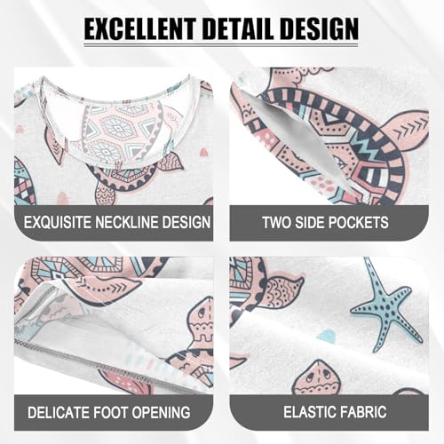 Pajama Short Sets Cute Sea Turtles Soft Cotton Summer Sleepwear 2 Piece PJS Size 5-14T3