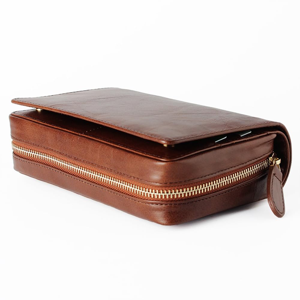 HEYSONG Funda para pasaporte de viaje de piel de vaca auténtica con bolsillo con cremallera HSFC0006