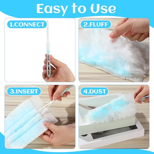 Image of Mimorou 300 Pcs Disposable Dusters Refills Bulk Heavy Duty 180 Multi Surface Replacement Dusters for Cleaning Ceiling Fan with Microfibers Unscented (Light Colors)