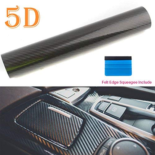 PEATOP Carbon Fiber Vinyl Wrap 5D High Gloss Bubble Free Air Release Big Texture Sheet Roll Film (60