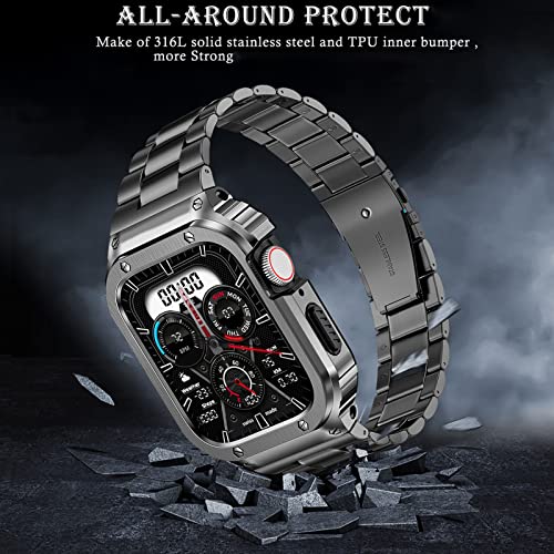 Image of MioHHR Stainless Steel Band and Case Compatible with Apple Watch 38 /40 /41mm