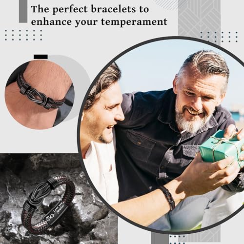 Inspirational Gifts for Men Morse Code Bracelets Mens Bracelets Graduation Gifts for Him Fathers Day Adjustable Leather Bracelet Motivational Birthday Annivesary Jewelry Stocking Stuffers for Men