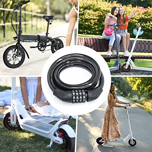 Leqismart Bike Lock Cable With Combination, 4 Digit Resettable Combination Cable Lock, For Electric Scooter A8, 4 Feet Black #TOP5