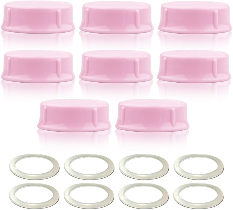 Maymom Solid Lids with Sealing Ring for Standard Sized Bottles; Bottles Lids Compatible with Medela Bottles, Ameda, and Small Sized Nuk, Playtex, Gerber Bottles; 8pc (Pink)