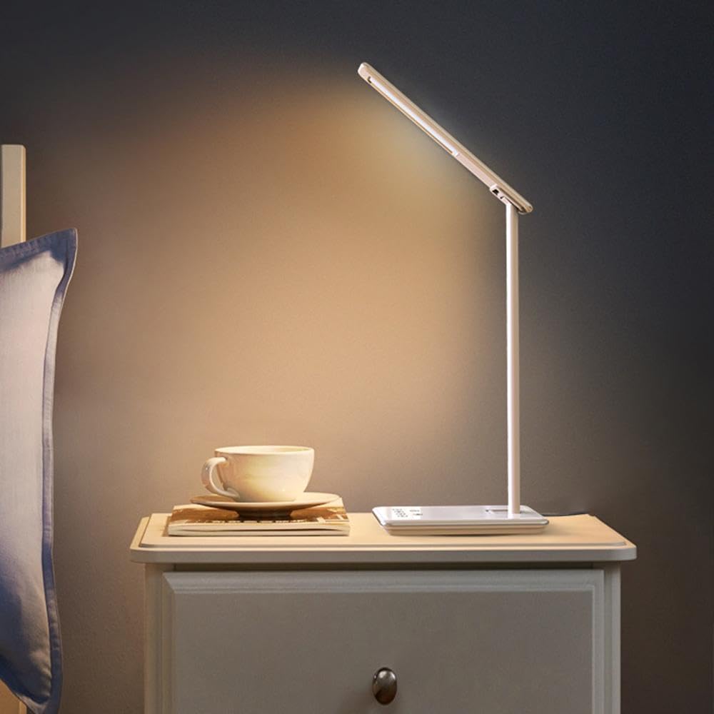 Geonav Luminária LED Portátil & Carregador por indução Qi, acompanha carregador de parede 18W, LPQIWT, Alumínio/Branco
