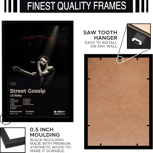 Image of BLINKART lil baby - Street Gossip Wall Photo Frames | Wall Art for Bedroom, Living Room, Studio or Office | Album Cover Print with Spotify Song Link QR Code | Gift for Fans - 8x12 In