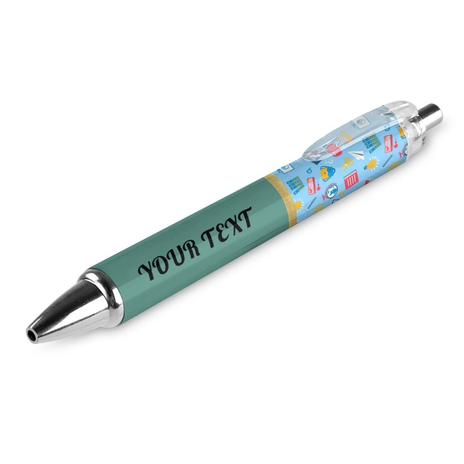 Personalized Custom School Supplies Pattern Pens with Stylus Tip, Customized Engraving Ballpoint Pens with Name Massage Text Logo, Gift Ideas for School Office Business Birthday Graduation Anniversari