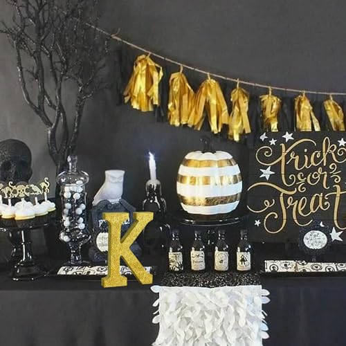 Image of TONIFUL 8 Inch Gold Glitter Letter K Table Centerpiece A-Z Gold Birthday Party Decorations,Gold Alphabet K for Birthday,Chrismas,Graduation,Bridal Shower,Wedding,Anniversary Party Supplies
