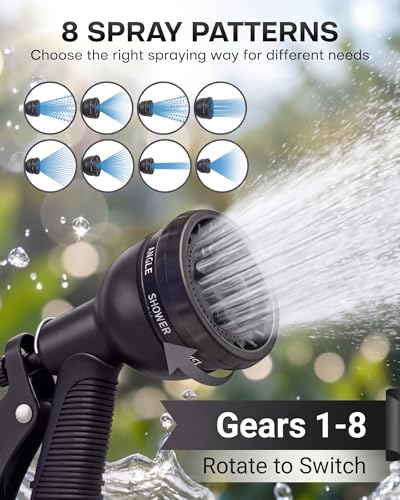 Flexibler Gartenschlauch 30m, Zauberschlauch von 10m auf 30m erweiterbar, inkl. 3/4&1/2 zoll Verbinder 8-Funktionen Sprühpistole, knickfest & leicht, Garden Hose für Gartenbewässerung & Reinigung