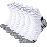 Stoeury Sneaker Socken Herren, Quarter Socken mit Frotteesohle, Atmungsaktive Sportsocken aus Baumwolle mit Nahtlose Zehen, Tennissocken für Laufen Wandern, 6 Paar, Weiß, 43-46