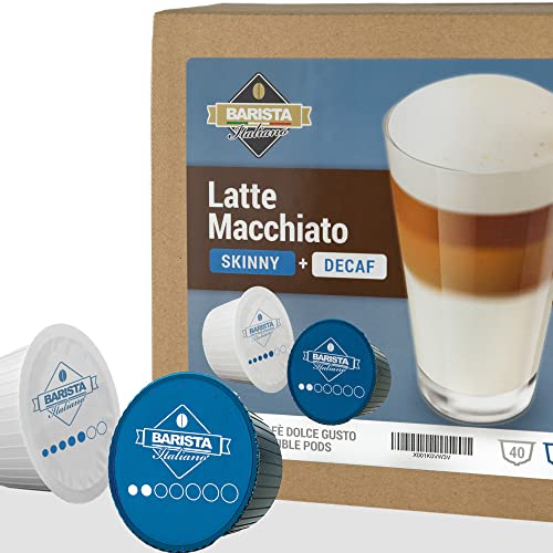 Barista Italiano - Latte Macchiato Descafeinado - 80 Cápsulas Compatibles con las maquinas Dolce Gusto®* (80 Cápsulas, 40 Porciones) | Con Leche Desnatada