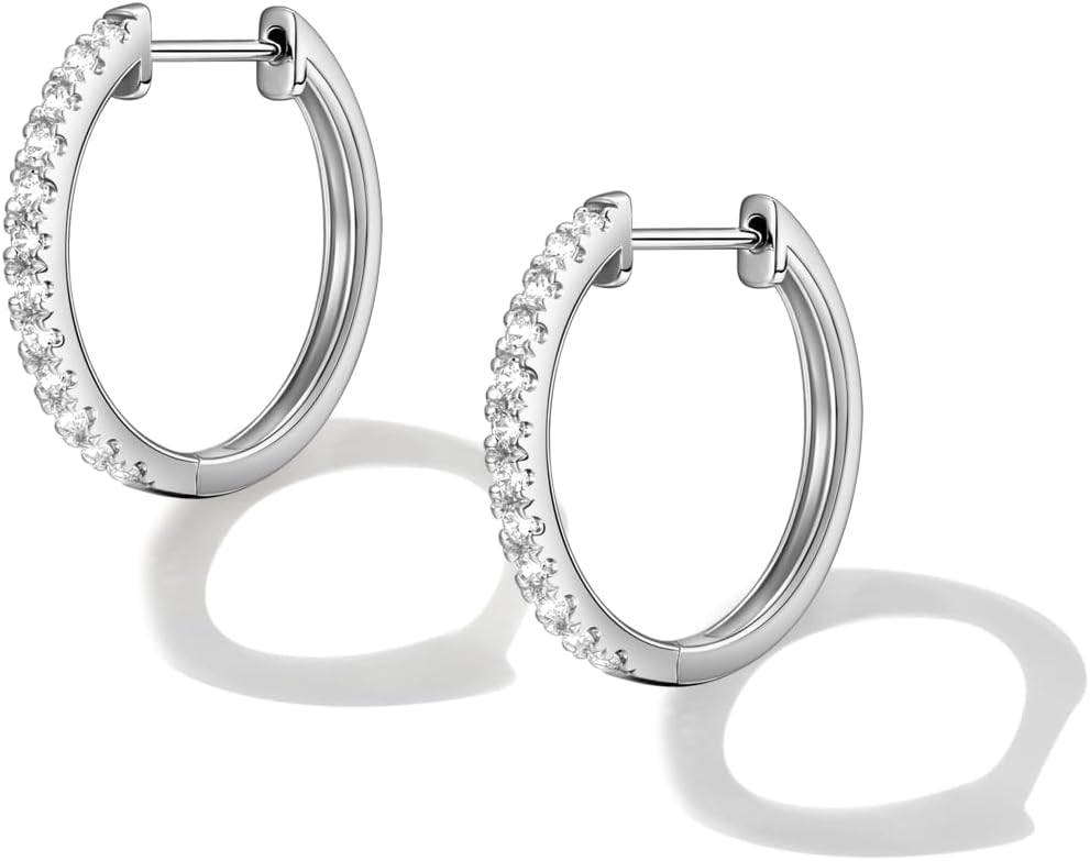 Agvana Circle of Light 0.13-0.78 Ct. Tw. Lab-Grown Diamond Hoop Earrings in Sterling Silver (D-E Color, VS Clarity) Fine Jewelry for Women Promise Anniversary Birthday Gifts for Her, Size 8-20MM image 3