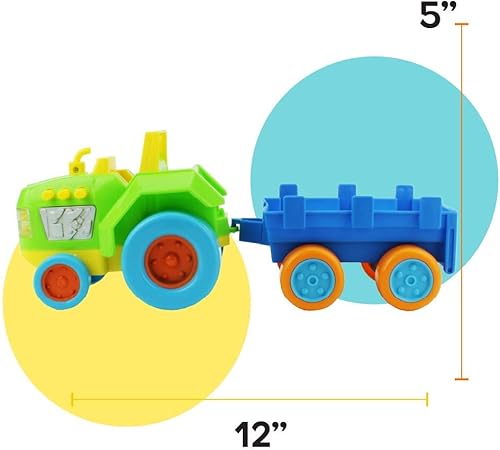 Miniatura 5 de Boley My First Farm - Juego de 6 piezas de juguetes de animales de granja y tractores, tractor y remolque de juguete verde para niños pequeños que