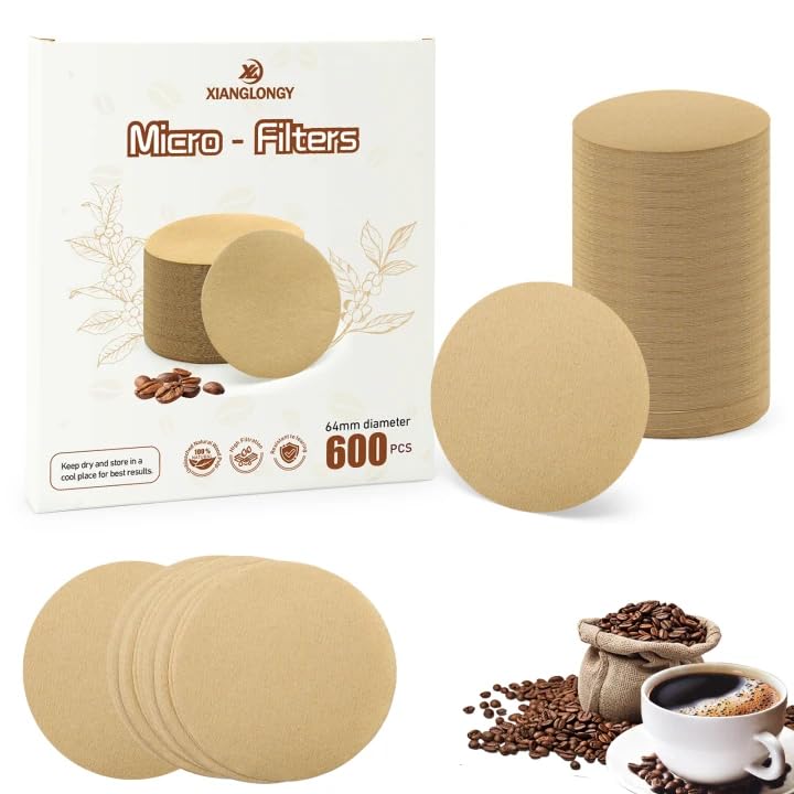 600 PCS Compatible with Aeropress Filter Papers, 64mm/2.5-inch Unbleached Natural Paper, Suitable for Aeropress Coffee Makers and Most Pour-Over Coffee Equipment