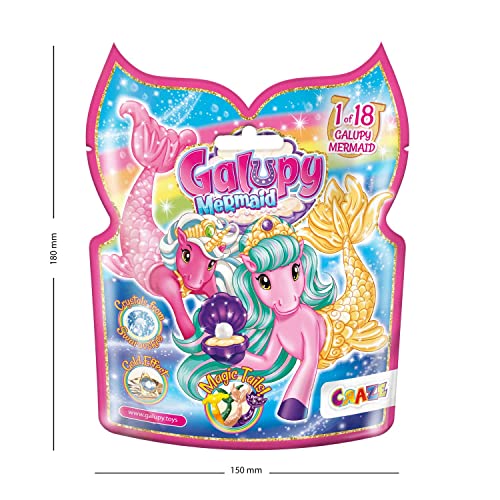 GALUPY MERMAID 3er Pack - Einhorn Spielzeug mit Meerjungfrauenflosse , 3x Einhorn Figuren mit Swarovski Kristall , 18 verschiedene Einhorn Figuren zum Sammeln