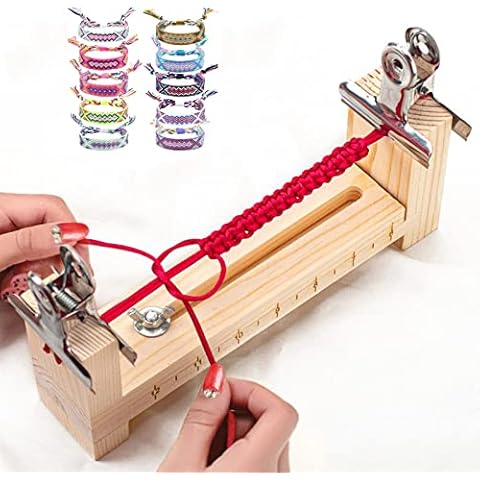Jig Bracelet Maker, Adjustable Wood Bracelet Jig DIY Hand Knitting Bracelet Jig with 2 Clamp Bracelet Braiding Tool, U Shape Clear Scale Bracelet Maker Rack Cover