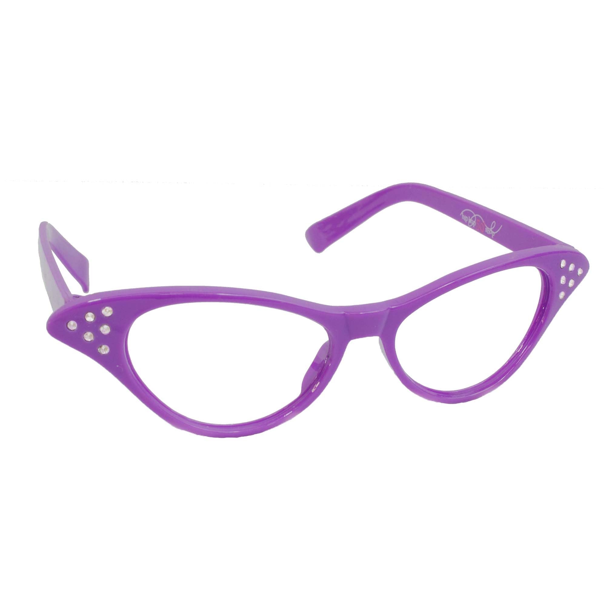 Hip Hop 50's Shop Womens Cat Eye Rhinestone Glasses